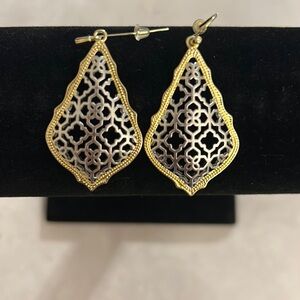 Filigree Addie  14K Gold and  sterling Silver Drop Earrings
